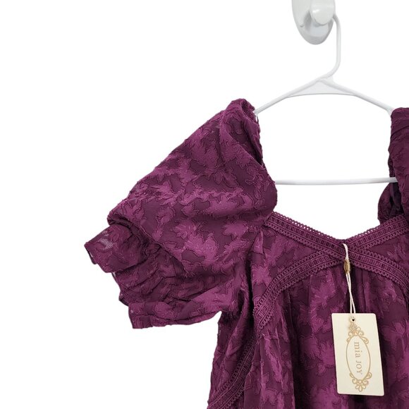 Mia Joy Girls Lilya Square Neck Puff Sleeve Hi-Low Dress - 12 - Picture 2 of 8